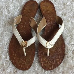 Tory Burch White Thora Flip Flops